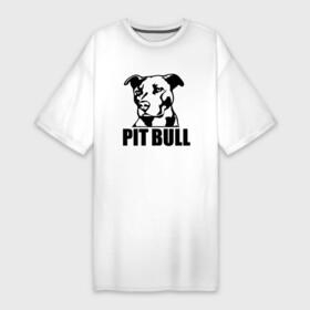 Платье-футболка хлопок с принтом Pit Bull  Power в Белгороде,  |  | dog | muzzle | pit bull | power | мощь | питбуль | собака