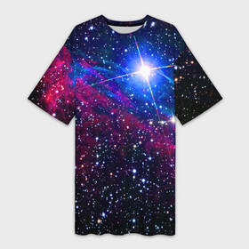Платье-футболка 3D с принтом Открытый космос  Star  Neon в Белгороде,  |  | cosmos | neon | space | star | звезда | космос | неон | пространство