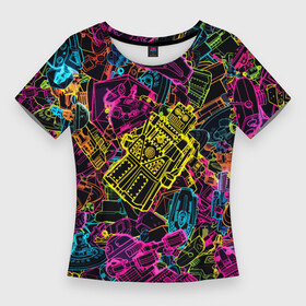 Женская футболка 3D Slim с принтом Cyber space pattern  Fashion 3022 в Белгороде,  |  | cyber | fashion | neon | pattern | robot | spase | vanguard | авангард | мода | неон | паттерн | пространство | робот | узор