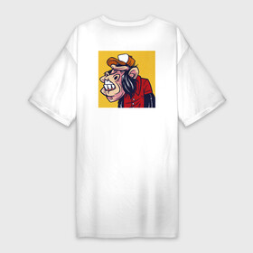 Платье-футболка хлопок с принтом Обезьяны в шляпе и рубашке в Белгороде,  |  | бейсболка | граффити | дикое животное | животное | обезьяна | рубашка | шимпанзе | шляпа