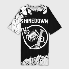 Платье-футболка 3D с принтом Shinedown + КОТ + Краска в Белгороде,  |  | band | metal | paint | rock | shinedown | брызги | группа | кот | краска | рок