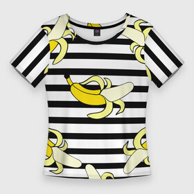 Женская футболка 3D Slim с принтом Banana pattern  Summer в Белгороде,  |  | Тематика изображения на принте: banana | fashion | pattern | summer | банан | лето | мода | узор