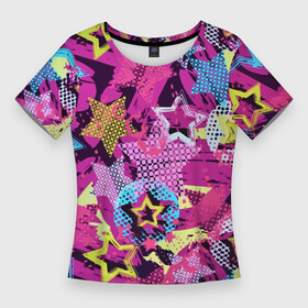 Женская футболка 3D Slim с принтом Star Colorful Pattern  Fashion  Neon в Белгороде,  |  | color | fashion | neon | star | звезда | мода | неон | цвет