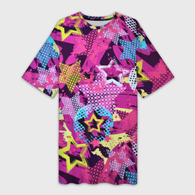 Платье-футболка 3D с принтом Star Colorful Pattern  Fashion  Neon в Белгороде,  |  | color | fashion | neon | star | звезда | мода | неон | цвет