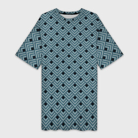 Платье-футболка 3D с принтом Абстракция из разноцветных квадратов в Белгороде,  |  | abstraction | shapes | squares | triangles | абстракция | квадраты | линии | серый | синий | треугольники | фигуры | черный