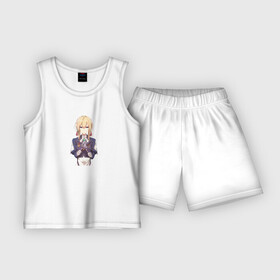 Детская пижама с шортами хлопок с принтом Violet art в Белгороде,  |  | Тематика изображения на принте: anime | violet evergarden | автозапоминающая кукла | аниме | анимэ | вайлет | вайолет эвергарден