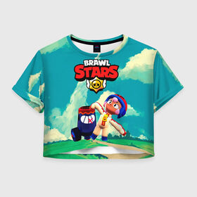 Женская футболка Crop-top 3D с принтом brawlstars Выстрел Бонни Bonny в Белгороде, 100% полиэстер | круглая горловина, длина футболки до линии талии, рукава с отворотами | boni | bonnie | brawl | brawl stars | brawlstars | brawl_stars | бони | бонни | бравлстарс