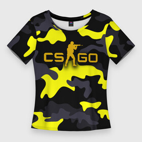 Женская футболка 3D Slim с принтом Counter Strike Камуфляж Чёрно Жёлтый в Белгороде,  |  | black | camo | camouflage | counter strike | counterstrike | cs go | csgo | yellow | жёлтый | камуфляж | контр страйк | контрстрайк | кс го | ксго | чёрный