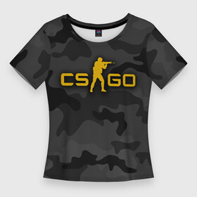 Женская футболка 3D Slim с принтом Counter Strike Камуфляж Тёмные Воды в Белгороде,  |  | black | camo | camouflage | counter strike | counterstrike | cs go | csgo | yellow | жёлтый | камуфляж | контр страйк | контрстрайк | кс го | ксго | чёрный