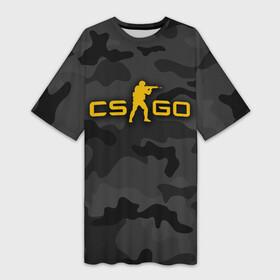 Платье-футболка 3D с принтом Counter Strike Камуфляж Тёмные Воды в Белгороде,  |  | black | camo | camouflage | counter strike | counterstrike | cs go | csgo | yellow | жёлтый | камуфляж | контр страйк | контрстрайк | кс го | ксго | чёрный