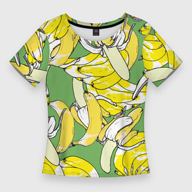 Женская футболка 3D Slim с принтом Banana pattern  Summer  Food в Белгороде,  |  | Тематика изображения на принте: banana | food | pattern | summer | банан | еда | лето | узор