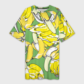 Платье-футболка 3D с принтом Banana pattern  Summer  Food в Белгороде,  |  | Тематика изображения на принте: banana | food | pattern | summer | банан | еда | лето | узор