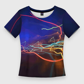 Женская футболка 3D Slim с принтом Neon vanguard pattern  Lightning  Fashion 2023 в Белгороде,  |  | fashion | lightning | neon | pattern | vanguard | авангард | мода | молния | неон | узор