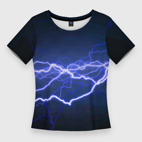 Женская футболка 3D Slim с принтом Lightning  Fashion 2025  Neon в Белгороде,  |  | fashion | flash | lightning | neon | вспышка | мода | молния | неон