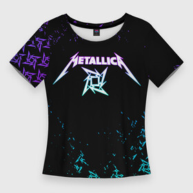 Женская футболка 3D Slim с принтом metallica металлика  neon в Белгороде,  |  | lyrics | metallica | metallica live | music | pop | rock | кот | котэ | металлика | музыка | рок