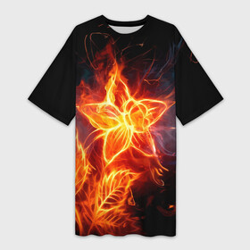 Платье-футболка 3D с принтом Flower  Neon  Fashion 2035  Flame в Белгороде,  |  | fashion | fire | flame | flower | neon | мода | неон | огонь | пламя | цветок