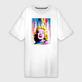 Платье-футболка хлопок с принтом monroe s laugh в Белгороде,  |  | marilyn monroe | взрыв красок | все цвета радуги | дизайн | мэрилин монро | поп арт | фантазия