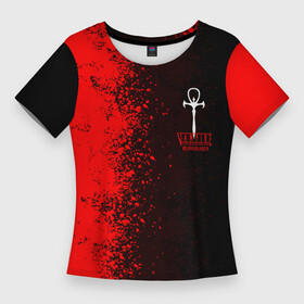 Женская футболка 3D Slim с принтом The Masquerade  Bloodhunt в Белгороде,  |  | battle royale | blood hunt | bloodhunt | emblem | logo | the masquerade | vampire | блудхант | вампир | вампиры | лого | логотип | эмблема