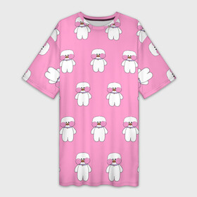 Платье-футболка 3D с принтом ЛАЛАФАНФАН на розовом фоне в Белгороде,  |  | duck draw | lalafanfan | желтая утка | китайские утки | корейская утка | лалафанфан | утка