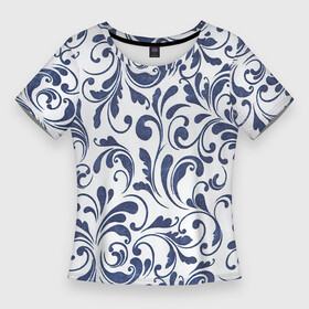 Женская футболка 3D Slim с принтом Гжелевый рисунок в Белгороде,  |  | арт | вектор | гжель | народный рисунок | рисунок | синий | синий рисунок | хохлома | цветок | цветы