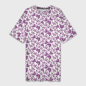 Платье-футболка 3D с принтом Фиолетовая гжель в Белгороде,  |  | арт | вектор | гжель | рисунок | синий | фиолетовая гжель | фиолетовый рисунок | хохлома | цветок | цветы