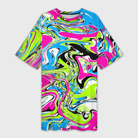 Платье-футболка 3D с принтом Абстрактные мраморные разводы в ярких цветах. Поп арт в Белгороде,  |  | 90ые | абстрактный | белый | волны | зеленый | мрамор | неоновые цвета | поп арт | разводы | розовый | стиль 90х | черный | яркие цвета | яркий