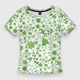 Женская футболка 3D Slim с принтом Зелёное поле в Белгороде,  |  | арт | вектор | зелёный | зелёный рисунок | одуванчик | одуванчики | поле | рисунок