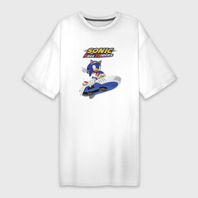 Платье-футболка хлопок с принтом Sonic Free Riders  Hedgehog  Racer в Белгороде,  |  | hedgehog | nintendo | racer | sonic | speed | video game | видеоигра | гонщик | ёж | нинтендо | очки | скорость | соник