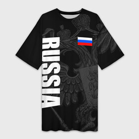 Платье-футболка 3D с принтом RUSSIA  BLACK EDITION в Белгороде,  |  | z | zapobedy | zaпобеду | армия | де | за победу | запобеду | корреспонденция | обозначение | патриот | патриотизм | россия | рт | русские войска | спецоперация | телевидение