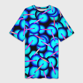 Платье-футболка 3D с принтом ТЕКСТУРА ШАРОВ в Белгороде,  |  | абстракция | геометрический | графика | красочный | круглый | синий | современный | текстура | узор | фон | форма | цветной | шары | яркий