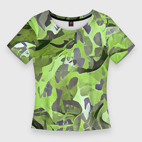 Женская футболка 3D Slim с принтом Green breeze в Белгороде,  |  | art | camouflage | colors | gray | green | military | pattern | soldier | war | военный | зеленый | камуфляж | маскировка | паттерн | серый | солдат | узор