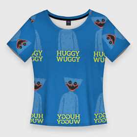 Женская футболка 3D Slim с принтом Huggy Wuggy текстура в Белгороде,  |  | huggy wuggy | poppy playtime | survival horror | игрушка хаги ваги | ужастик | хагиваги