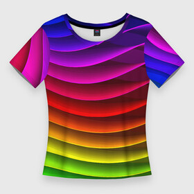 Женская футболка 3D Slim с принтом Color line neon pattern  Abstraction  Summer 2023 в Белгороде,  |  | abstraction | color | fashion | line | neon | pattern | stripe | summer | абстракция | лето | линия | мода | неон | полоса | узор | цвет