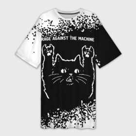 Платье-футболка 3D с принтом Rage Against The Machine  Rock Cat в Белгороде,  |  | against | band | machine | metal | rage | rage against the machine | rock | the | группа | кот | краска | машин | рок | рок кот | рэйдж | спрей