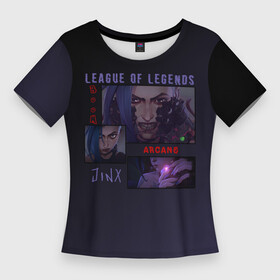 Женская футболка 3D Slim с принтом Jinx, the big Bang в Белгороде,  |  | arcane | bang | jinx | league of legends | аркейн | взрыв | джинкс