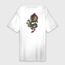 Платье-футболка хлопок с принтом Зелёный китайский дракон Lun в Белгороде,  |  | china | chineese | dragon | dragons | snake dragon | большой дракон | в виде змеи | длинный дракон | дракон змей | дракон на спине | змеиный дракон | змей лун | китайская мифология | лун | лун сюй | огромный дракон