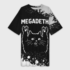 Платье-футболка 3D с принтом Megadeth  Rock Cat в Белгороде,  |  | band | megadeth | metal | paint | rock | брызги | группа | кот | краска | мегадэт | рок | рок кот