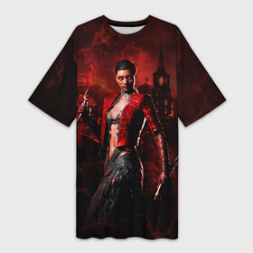 Платье-футболка 3D с принтом Vampire Bloodhunt в Белгороде,  |  | bloodhunt | the masquerade | vampire | бладхант | вампиры | игра