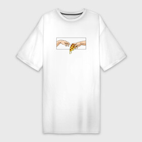 Платье-футболка хлопок с принтом Creation of Pizza в Белгороде,  |  | вкусный | вкусняшка | еда | искусство | картина | микеланджело | пицца | сикстинская капелла | сотворение адама | сотворение пиццы | средневековье | фреска