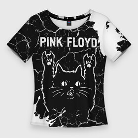 Женская футболка 3D Slim с принтом Pink Floyd  Rock Cat в Белгороде,  |  | band | floyd | metal | paint | pink | pink floyd | rock | брызги | группа | кот | краска | пинк | рок | рок кот | флойд