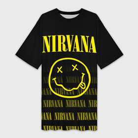 Платье-футболка 3D с принтом Smile Nirvana в Белгороде,  |  | alternative | metall | music | nirvana | rock | альтернатива | металл | музыка | нирвана | нирванна | рок