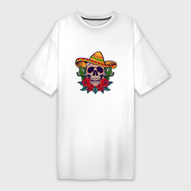 Платье-футболка хлопок с принтом Skull  Mexico в Белгороде,  |  | death | devil | halloween | horror | mexico | skull | zombie | демон | дьявол | зло | зомби | мексика | призрак | скелет | хоррор | хэллоуин | череп