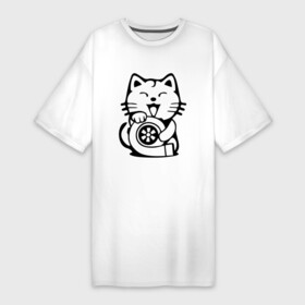 Платье-футболка хлопок с принтом JDM  Cat  Engine  Japan в Белгороде,  |  | ears | engine | japan | jdm | moustache | paws | smile | style | tail | двигатель | кот | котёнок | кошка | лапы | стиль | улыбка | усы | уши | хвост | япония