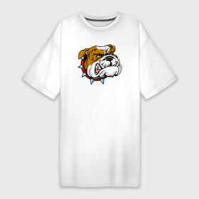 Платье-футболка хлопок с принтом Голова английского бульдога в Белгороде,  |  | bulldog | dog | english bulldog | английский бульдог | бульдог | бульдоги | животное | пес | песель | песик | собака | собачка | щенок