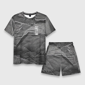 Мужской костюм с шортами 3D с принтом Мятая сетчатая ткань  Crumpled Mesh Fabric в Белгороде,  |  | Тематика изображения на принте: abstraction | fashion | grid | italy | milano | pattern | texture | абстракция | италия | милан | мода | сетка | текстура | узор