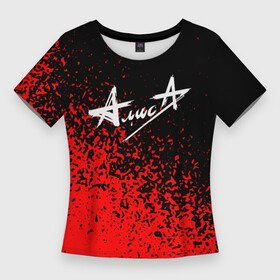 Женская футболка 3D Slim с принтом алиса  красные брызги в Белгороде,  |  | alisa | alternative | concert | kinchev | live | moscow | music | russia | алиса | группа алиса | кинчев | москва | рок | русский рок