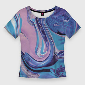 Женская футболка 3D Slim с принтом Жидкий акрил абстракция в Белгороде,  |  | абстракция | акрил | жидкий фон | краски | необычный | психоделика | узор | фиолетовый