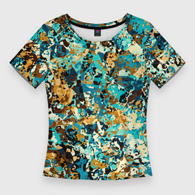 Женская футболка 3D Slim с принтом РАЗНОЦВЕТНАЯ ПАЛИТРА в Белгороде,  |  | абстрактный | декоративный | зеленый | красочный | оптические иллюзии | синий | узор | цветной | яркий