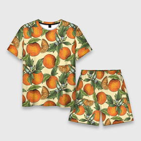 Мужской костюм с шортами 3D с принтом Узор Апельсиновое настроение в Белгороде,  |  | drawn | fruit | frukt | frukti | frukty | hand | handdrawn | orange | pattern | summer | tropical | апельсиновый сок | апельсины | вручную | лето | паттерн | рисунок от руки | фруктовый узор | целые апельсины