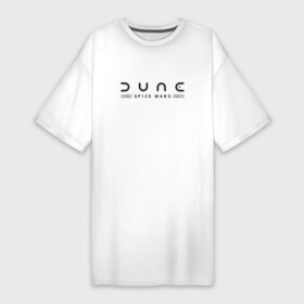 Платье-футболка хлопок с принтом Dune: Spice Wars  black logo в Белгороде,  |  | dune | game | gamer | shai hulud | дюна | дюна 2021 | игра | космос | песок | планета | червь